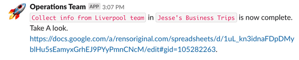 "complete slack message"
